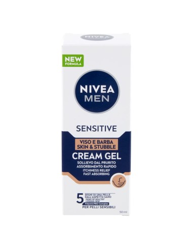 Nivea Men Sensitive Viso E Barba Cream Gel 50ml - Sollievo Dal Prurito
